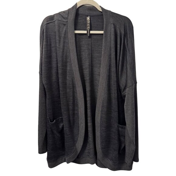 90 Degree by Reflex Gray Open-Front Cardigan Sweater With Pockets Sz 2X - Picture 1 of 12